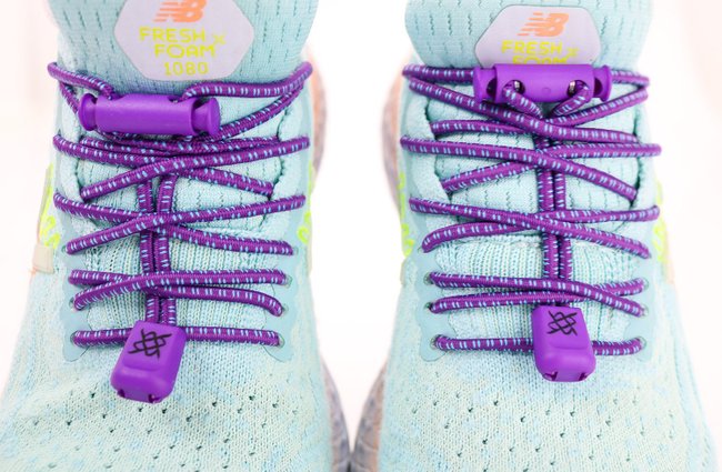 Cadarço Elástico HUPI LACES Roxo Risca Azul