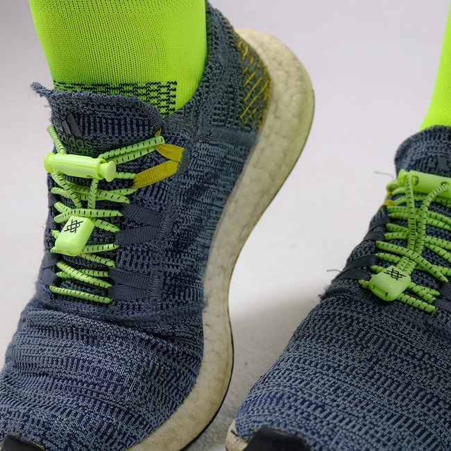 Cadarço Elástico Hupi Laces Verde Neon Risca Preta