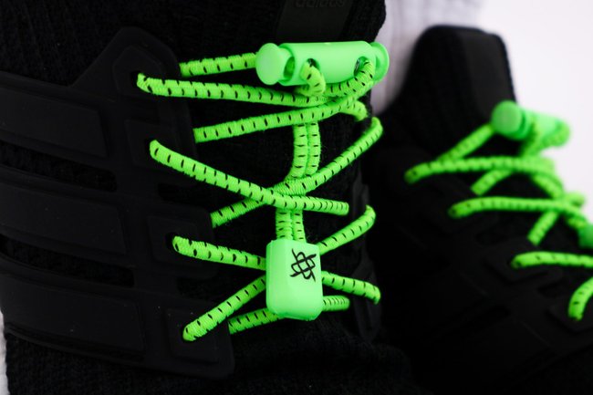 Cadarço Elástico Hupi Laces Verde Neon Risca Preta
