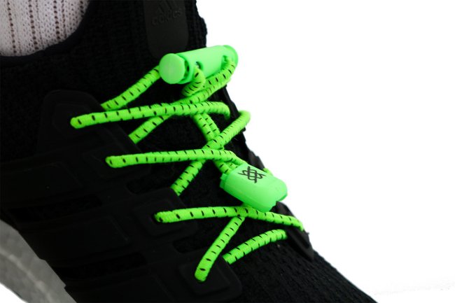 Cadarço Elástico Hupi Laces Verde Neon Risca Preta