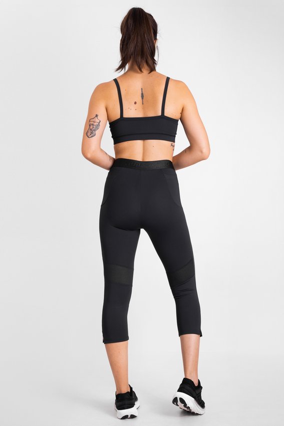 Calça Legging para corrida HUPI Bella Curta Feminina Preto