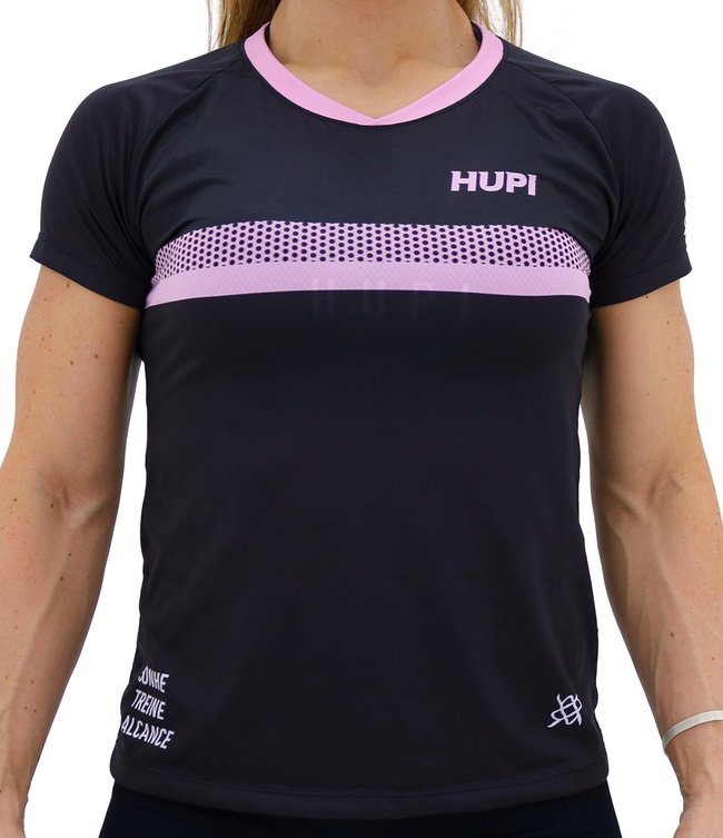 Camiseta HUPI Running Track Feminina Preto/rosa