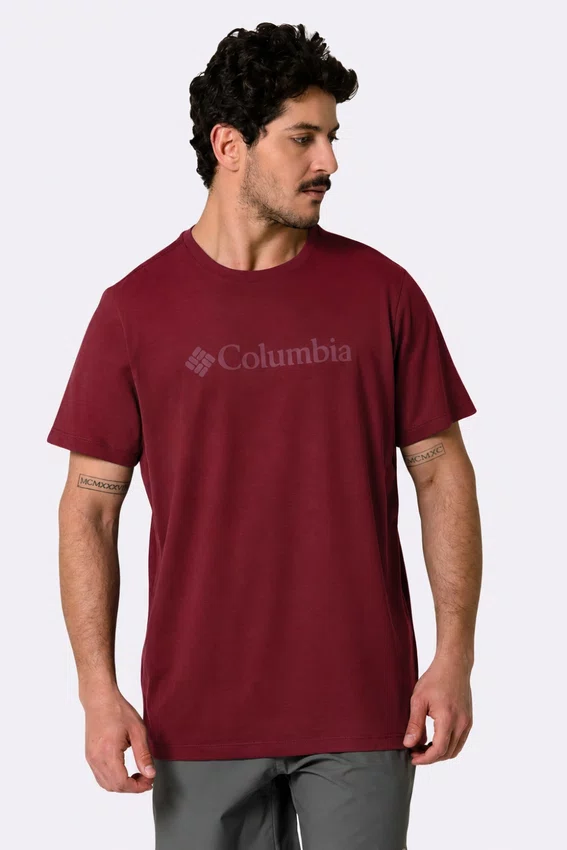 Camiseta Columbia Masculina Basic Logo II Branded Shadow Vinho