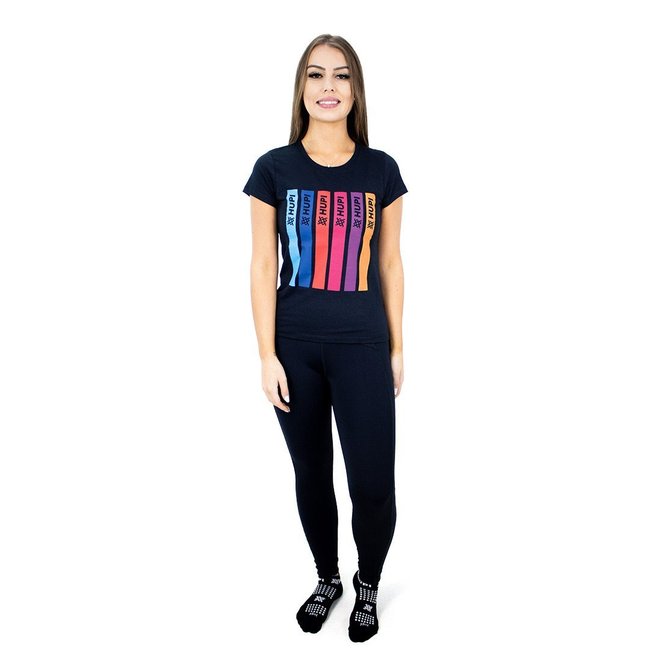 Camiseta Casual HUPI Pellt Feminina Babylook Preto