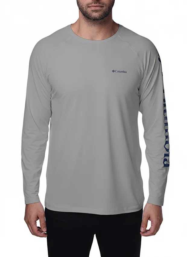 Camiseta Columbia Masculina M/L Aurora Cinza