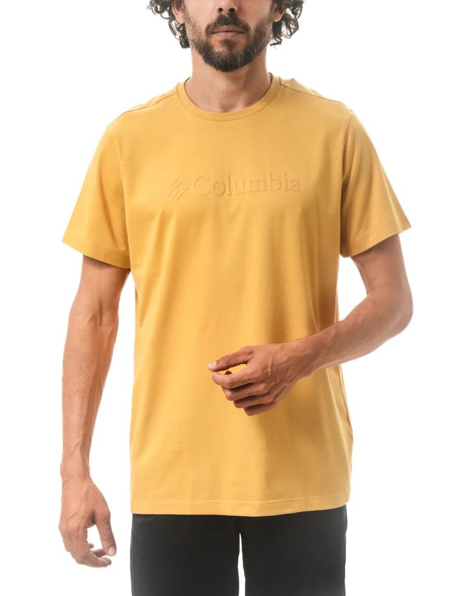 Camiseta Columbia Basic Logo II Branded Shadow Amarelo Masculino