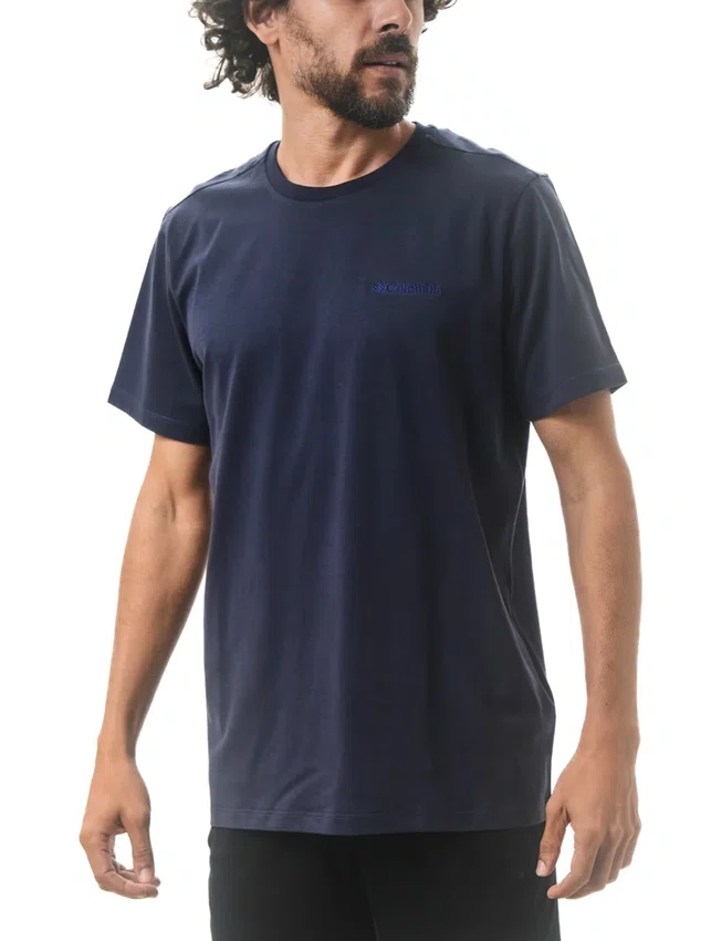 Camiseta Columbia Masculina Básica Bordado Azul Marinho