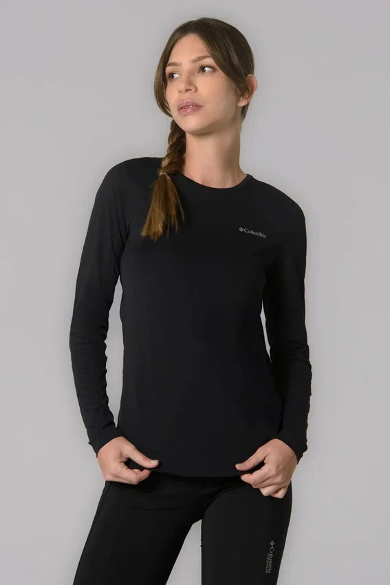 Camiseta Columbia Feminina Neblina Manga Longa Preto