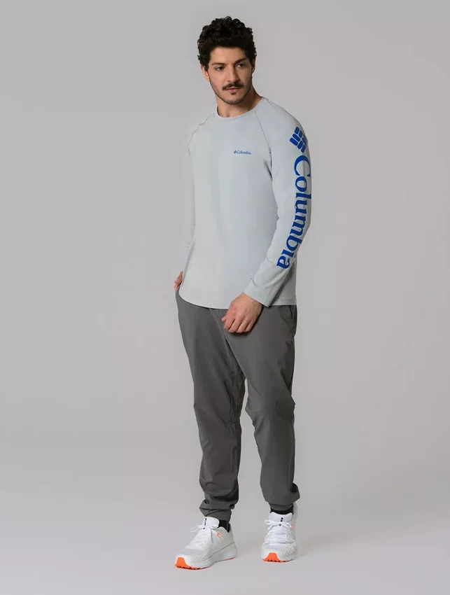 Camiseta Columbia Masculina M/L Aurora Cinza
