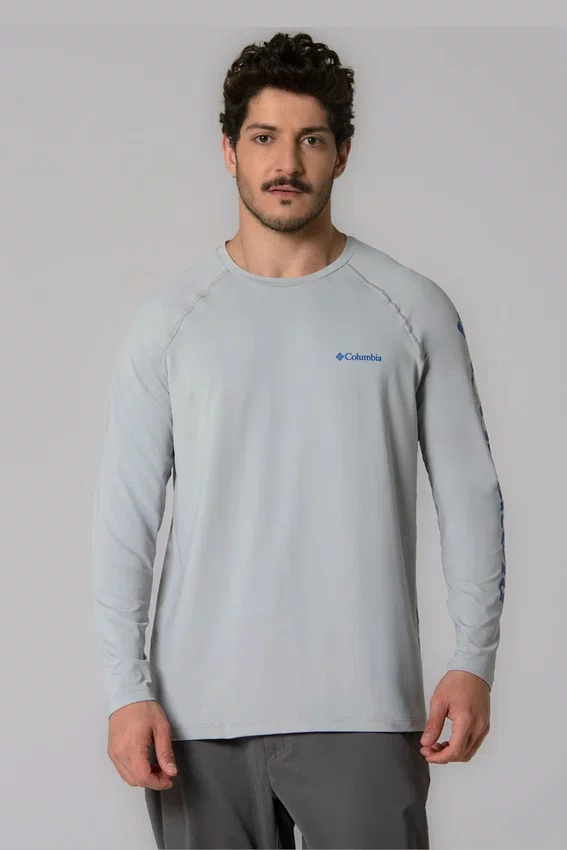 Camiseta Columbia Masculina M/L Aurora Cinza