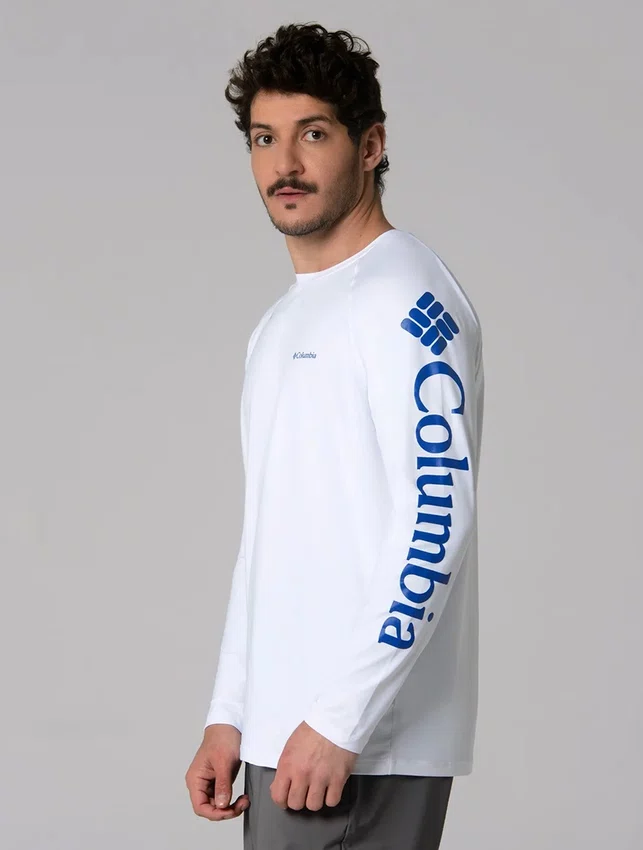 Camiseta Columbia Masculino Aurora Branco Manga Longa