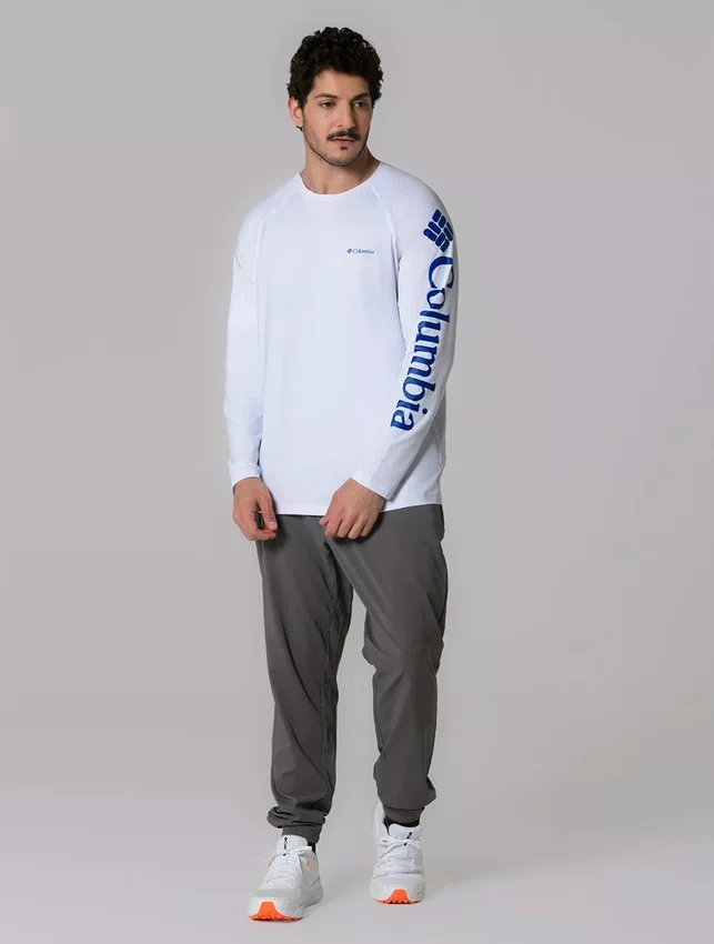 Camiseta Columbia Masculino Aurora Branco Manga Longa