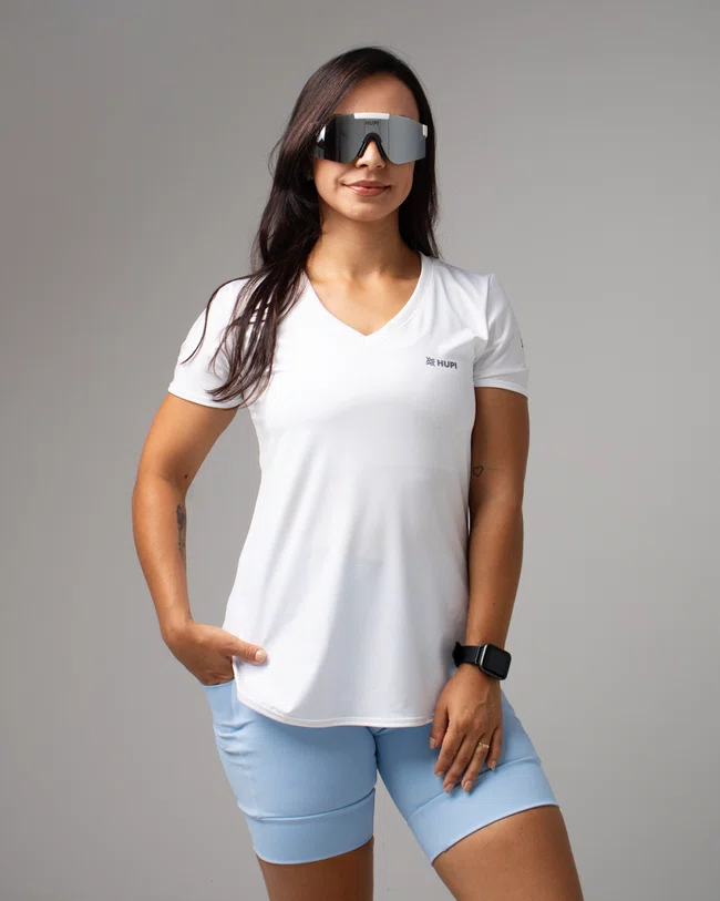 Camiseta Dry fit Feminina Branca HUPI Smart