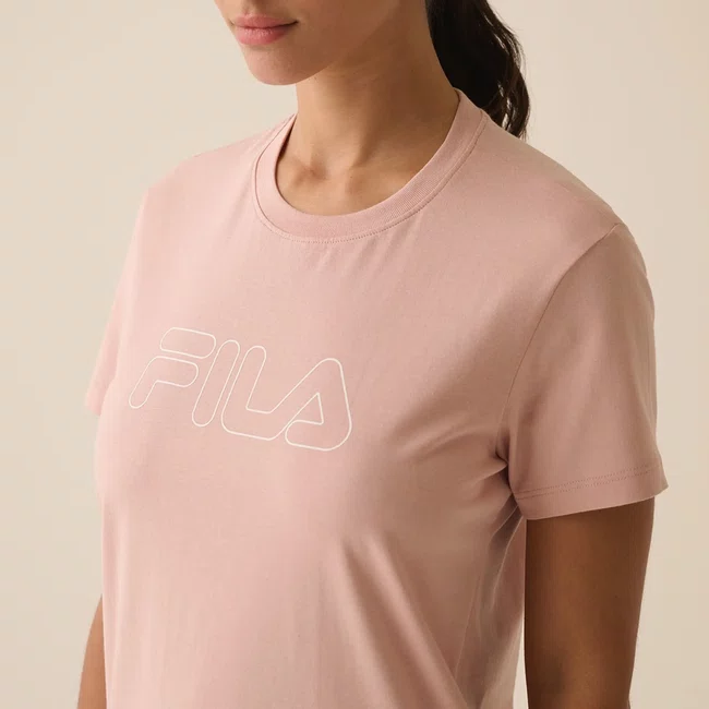Camiseta Fila Basic Outline Feminina Rose
