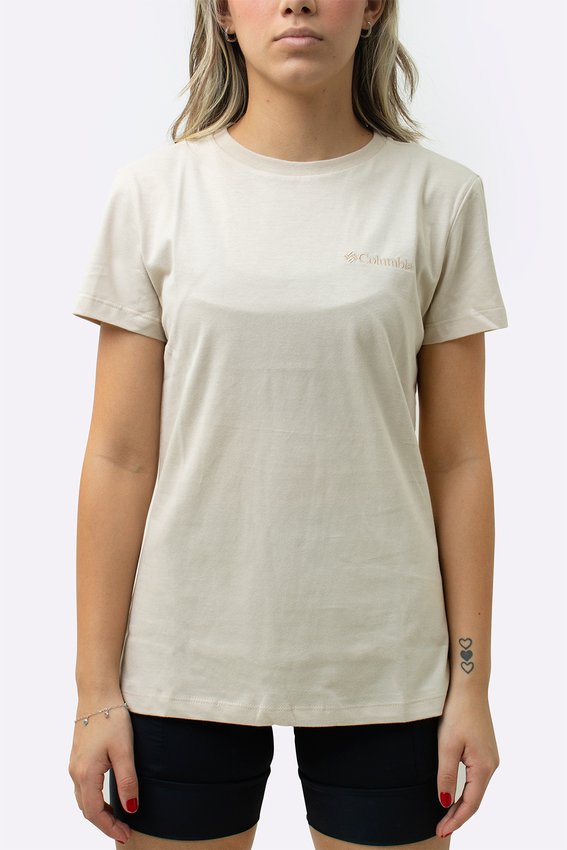 Camiseta  Feminina Columbia Basica Bordado Bege