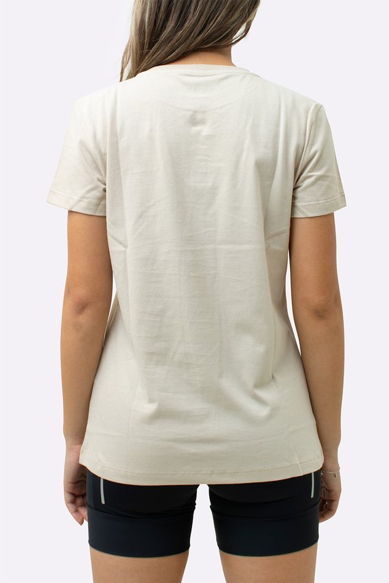 Camiseta  Feminina Columbia Basica Bordado Bege