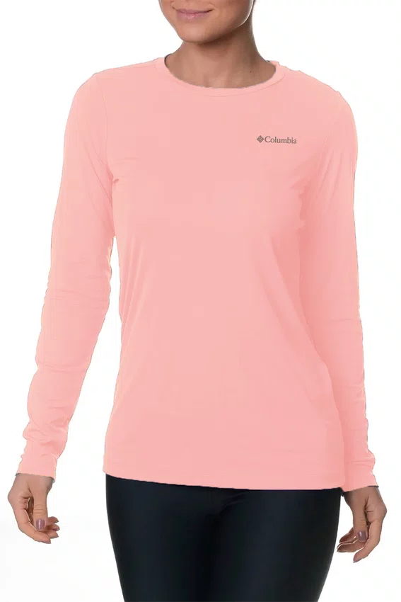 Camiseta Columbia Feminina M/L Rosa Claro