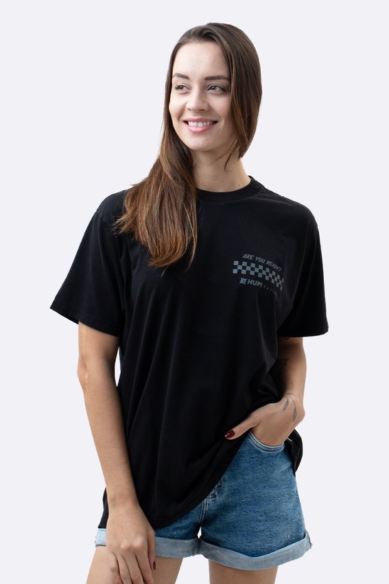 Camiseta HUPI Casual Preta Let's Go Racing