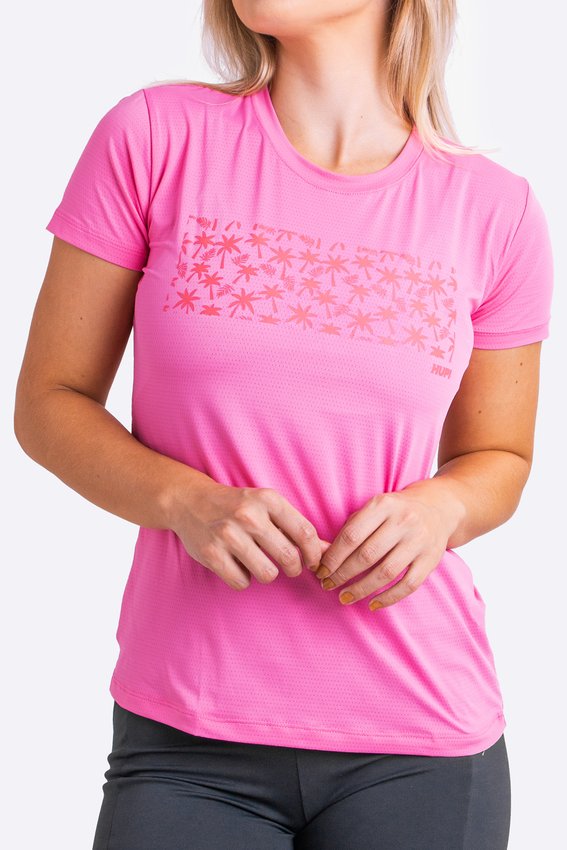 Camiseta HUPI Coqueiral Babylook Feminina Manga Curta Rosa Claro