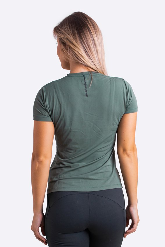 Camiseta HUPI Coqueiral Babylook Feminina Manga Curta Verde Escuro