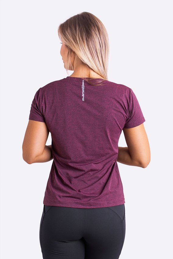 Camiseta HUPI Lirio Babylook Feminina Manga Curta Bordo Mescla