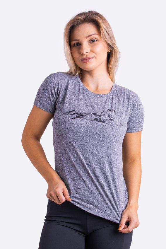 Camiseta HUPI Miragem Babylook Feminina Manga Curta Cinza Mescla