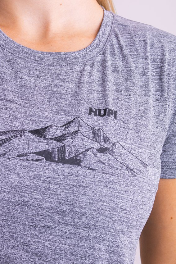 Camiseta HUPI Miragem Babylook Feminina Manga Curta Cinza Mescla