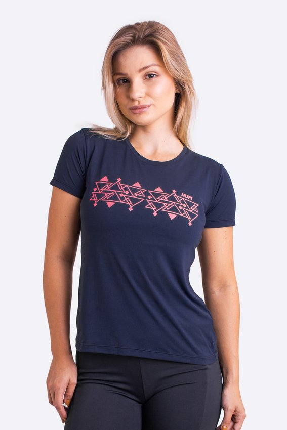 Camiseta HUPI Tecno Babylook Feminina Manga Curta Azul Escuro