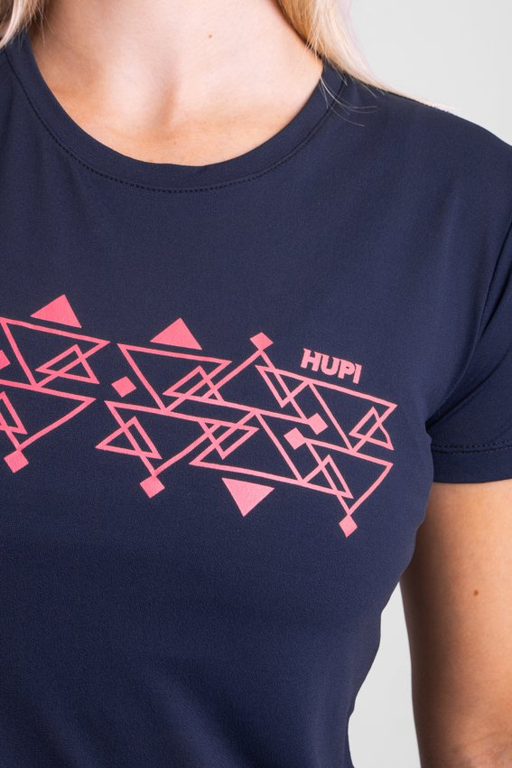 Camiseta HUPI Tecno Babylook Feminina Manga Curta Azul Escuro