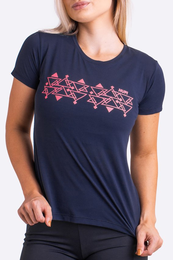 Camiseta HUPI Tecno Babylook Feminina Manga Curta Azul Escuro