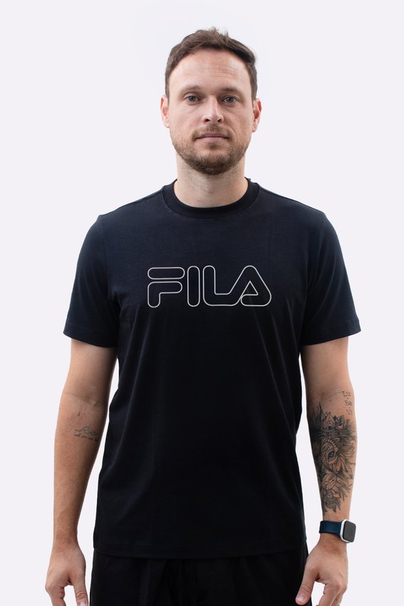 Camiseta Fila Letter Outline Masculina Preta