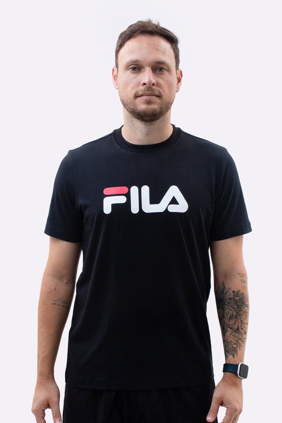Camiseta Masc. Fila Regular Letter Premium Preta