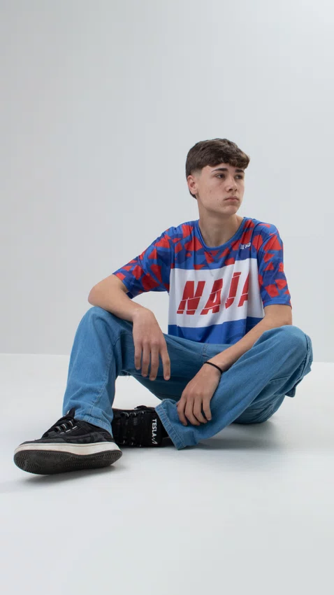 Camiseta Masculina HUPI Bike Naja Azul/Vermelho