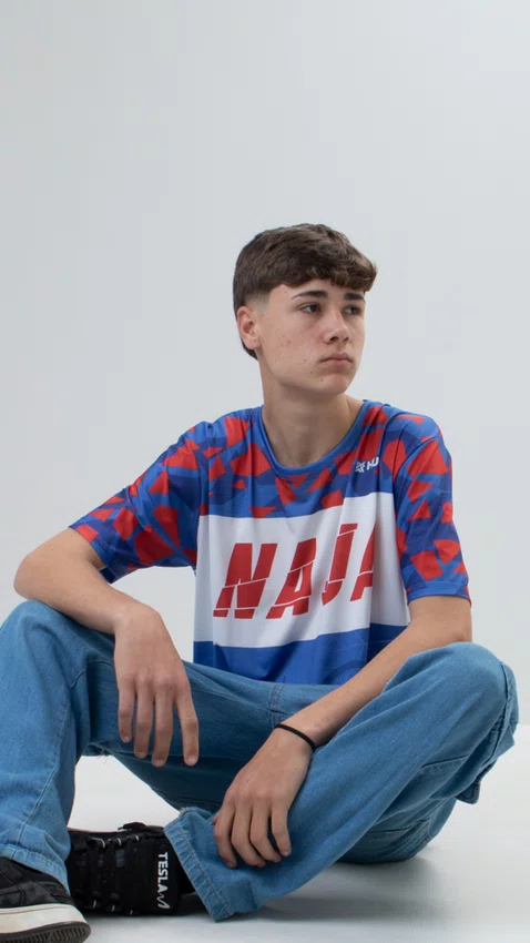 Camiseta Masculina HUPI Bike Naja Azul/Vermelho