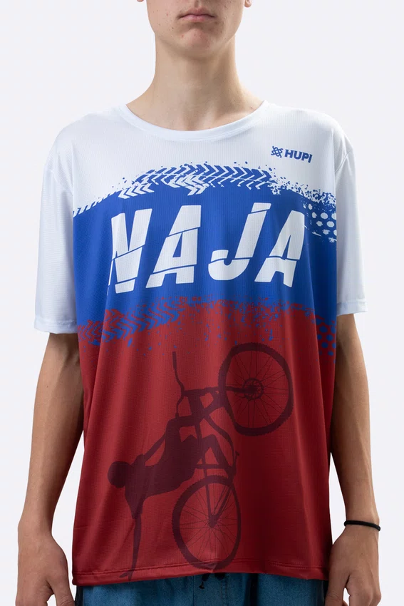 Camiseta Masculina HUPI Bike Naja Branco/Azul