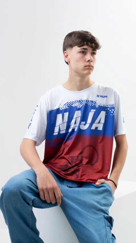 Camiseta Masculina HUPI Bike Naja Branco/Azul