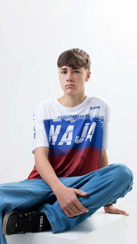 Camiseta Masculina HUPI Bike Naja Branco/Azul