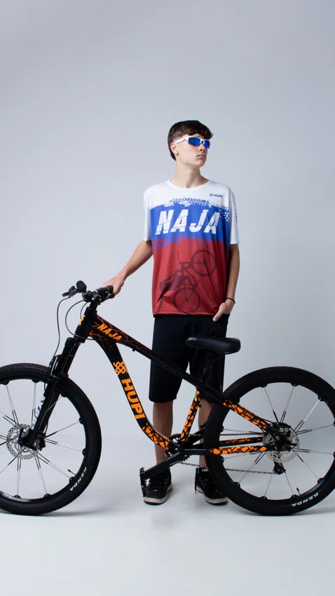 Camiseta Masculina HUPI Bike Naja Branco/Azul