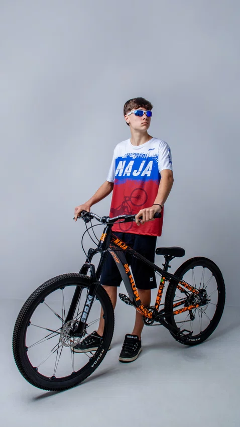 Camiseta Masculina HUPI Bike Naja Branco/Azul