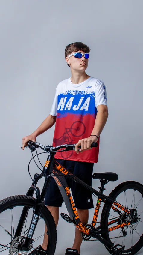 Camiseta Masculina HUPI Bike Naja Branco/Azul