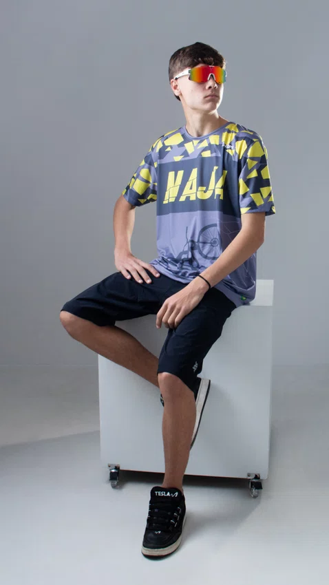 Camiseta Masculina HUPI Bike Naja Grafite/Amarelo