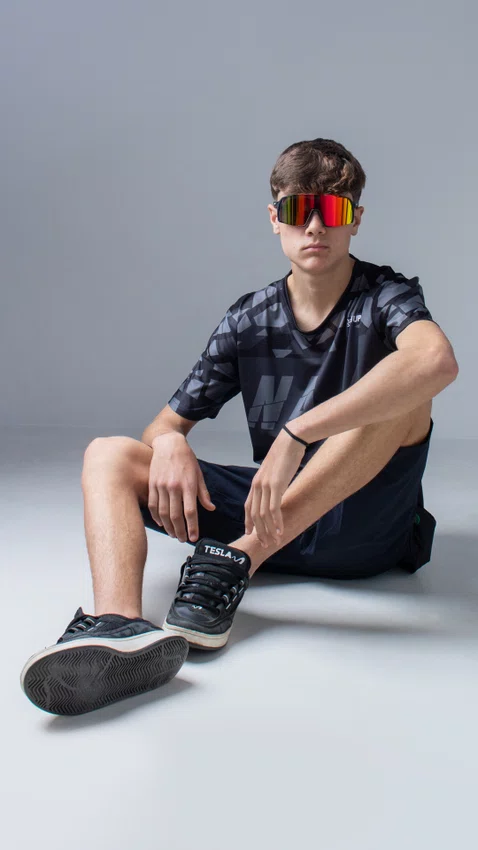 Camiseta Masculina HUPI Bike Naja Preto/Grafite