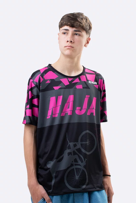 Camiseta Masculina HUPI Bike Naja Preto/ Pink