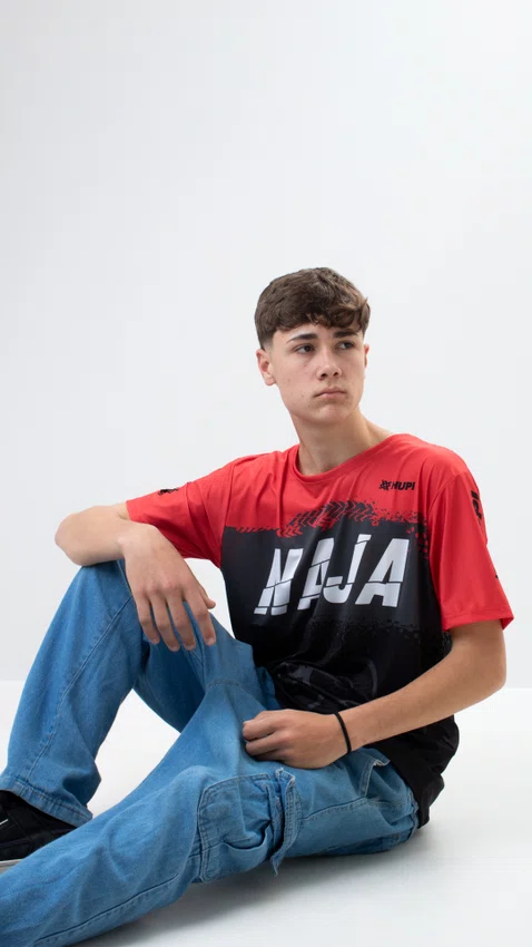 Camiseta Masculina HUPI Bike Naja Preto/Vermelho