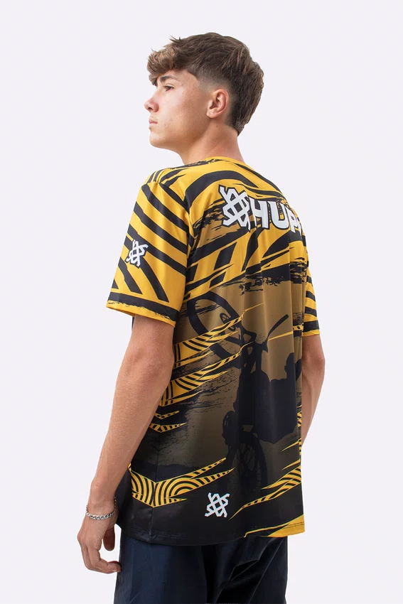 Camiseta Masculina HUPI Bike Naja V10 Amarelo e Preto