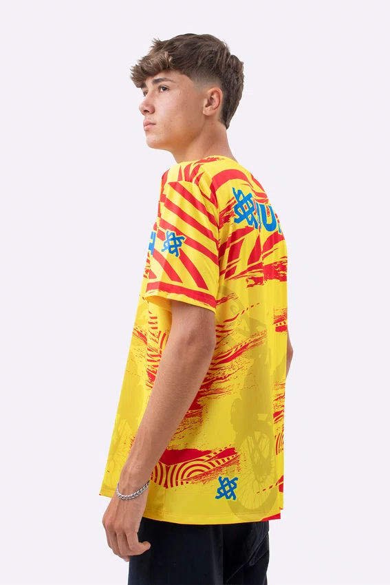 Camiseta Masculina HUPI Bike Naja V10 Amarelo e Vermelho