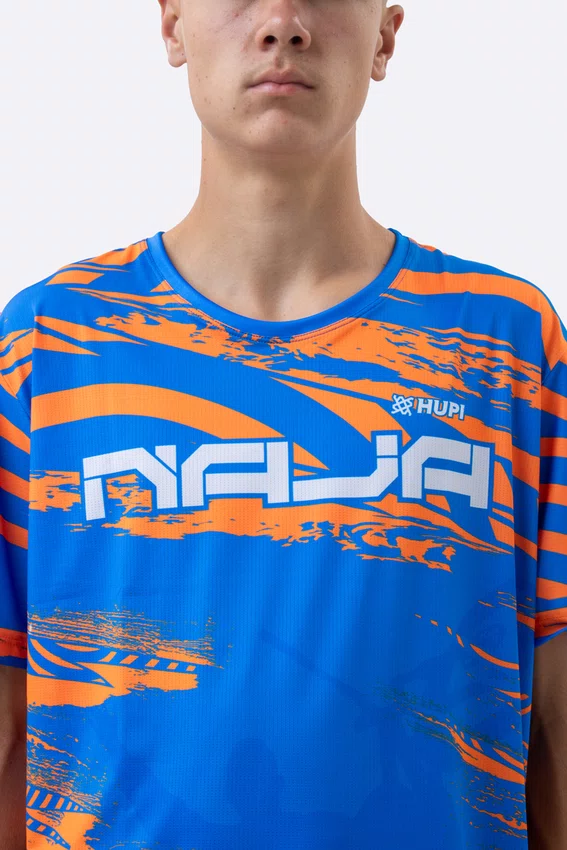 Camiseta Masculina HUPI Bike Naja V10 Azul e Laranja