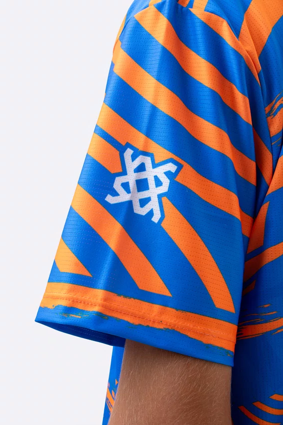 Camiseta Masculina HUPI Bike Naja V10 Azul e Laranja