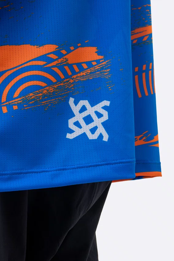 Camiseta Masculina HUPI Bike Naja V10 Azul e Laranja
