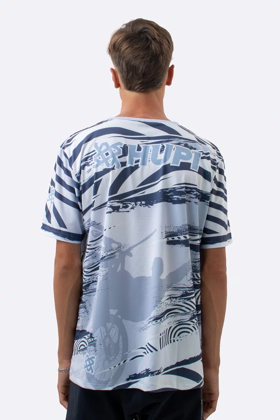 Camiseta Masculina HUPI Bike Naja V10 Cinza e Branco